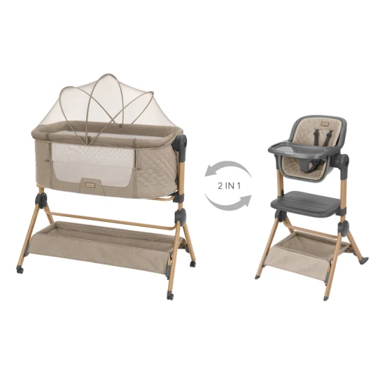 Babybett und Hochstuhl 2-in-1 Sleat Me Beige - KikkaBoo 31003020110KB