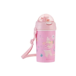Trinkbecher mit Silikon-Trinkhalm und Trageband 450 ml Music Fest Pink
