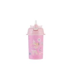 Trinkbecher mit Silikon-Trinkhalm und Trageband 450 ml Music Fest Pink