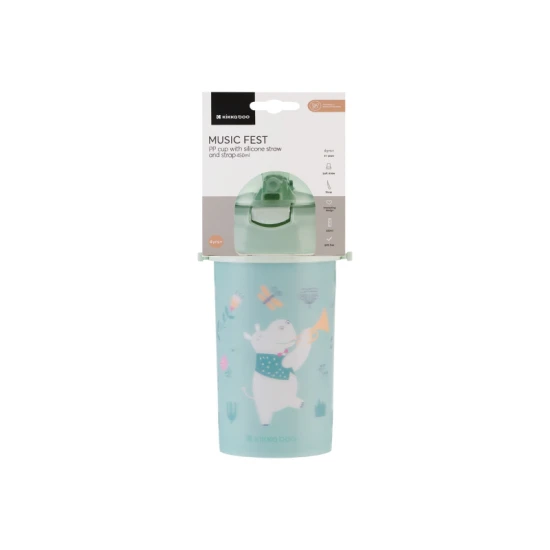 Trinkbecher mit Silikon-Trinkhalm und Trageband 450 ml Music Fest Mint Trinkbecher mit Silikon-Trinkhalm und Trageband 450 ml Music Fest Mint - KikkaBoo 31302030082KB