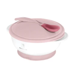 Schale mit Saugnapf, Deckel und Löffel mit Temperatursensor Pink