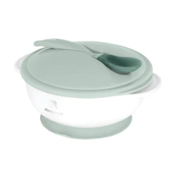 Schale mit Saugnapf, Deckel und Löffel mit Temperatursensor Mint