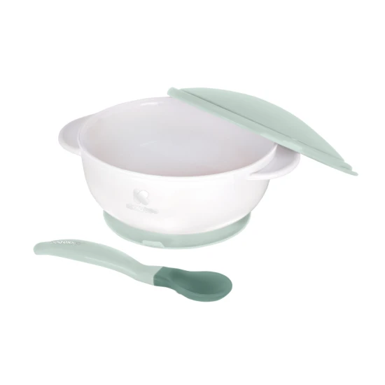 Schale mit Saugnapf, Deckel und Löffel mit Temperatursensor Mint - KikkaBoo 31302040077KB