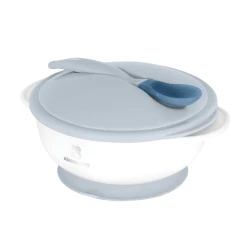 Schale mit Saugnapf, Deckel und Löffel mit Temperatursensor Blue