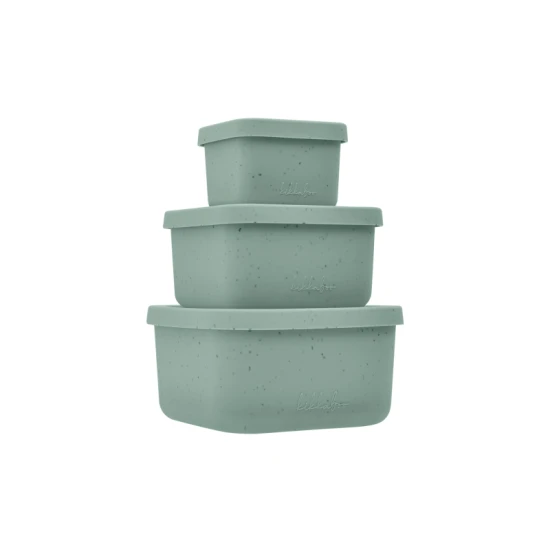 Snackbox-Set 3-teilig Platinum Silicone Sage - KikkaBoo 31302050009KB