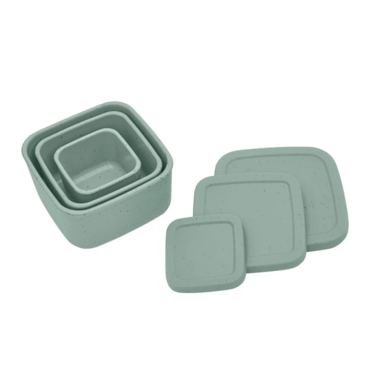 Snackbox-Set 3-teilig Platinum Silicone Sage - KikkaBoo 31302050009KB