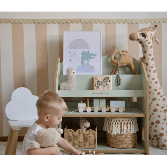 Montessori-Bücherregal in Hausform aus MDF – MeowBaby MWORK048