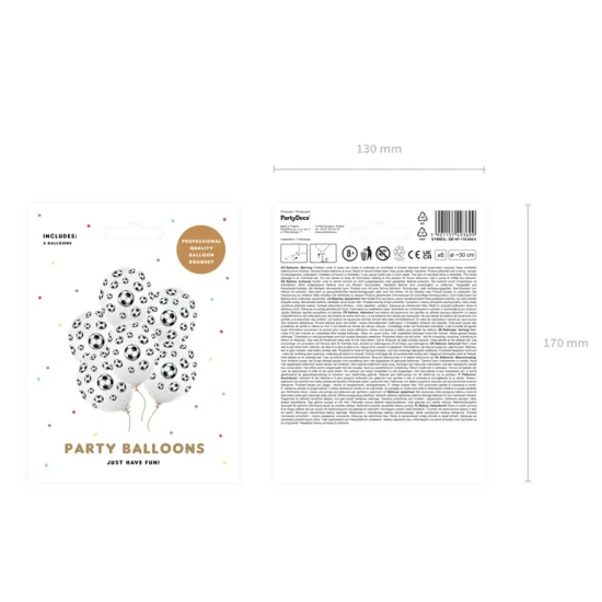 Luftballons mit Fußbällen für eine Kinderparty kleiner Fußballspieler.