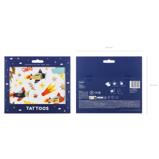 Temporäre Flugzeug-Tattoos für Action-Abenteurer.