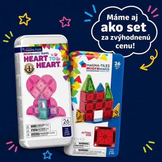 Magnetbausatz microMAGS Heart to Heart 26 Teile, geeignet für Reisen.