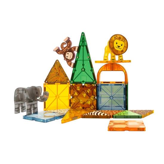 Erkunden Sie die afrikanische Wildnis mit einem magnetischen Bausatz.