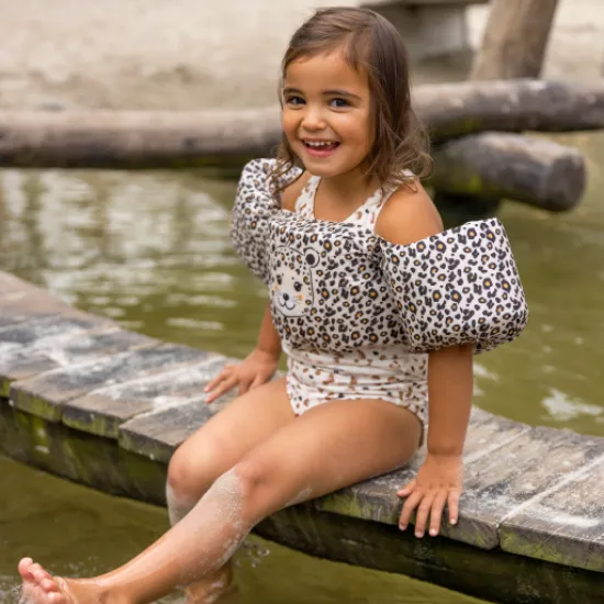 Stylische und sichere Schwimmweste mit Ärmeln für Kinder Swim Essentials Leopard