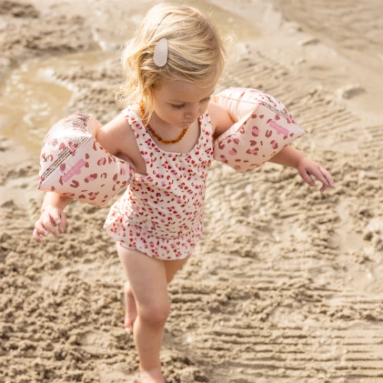 Kinder Mädchen Bademode UPF 50+ Leopard altrosa Swim Essentials